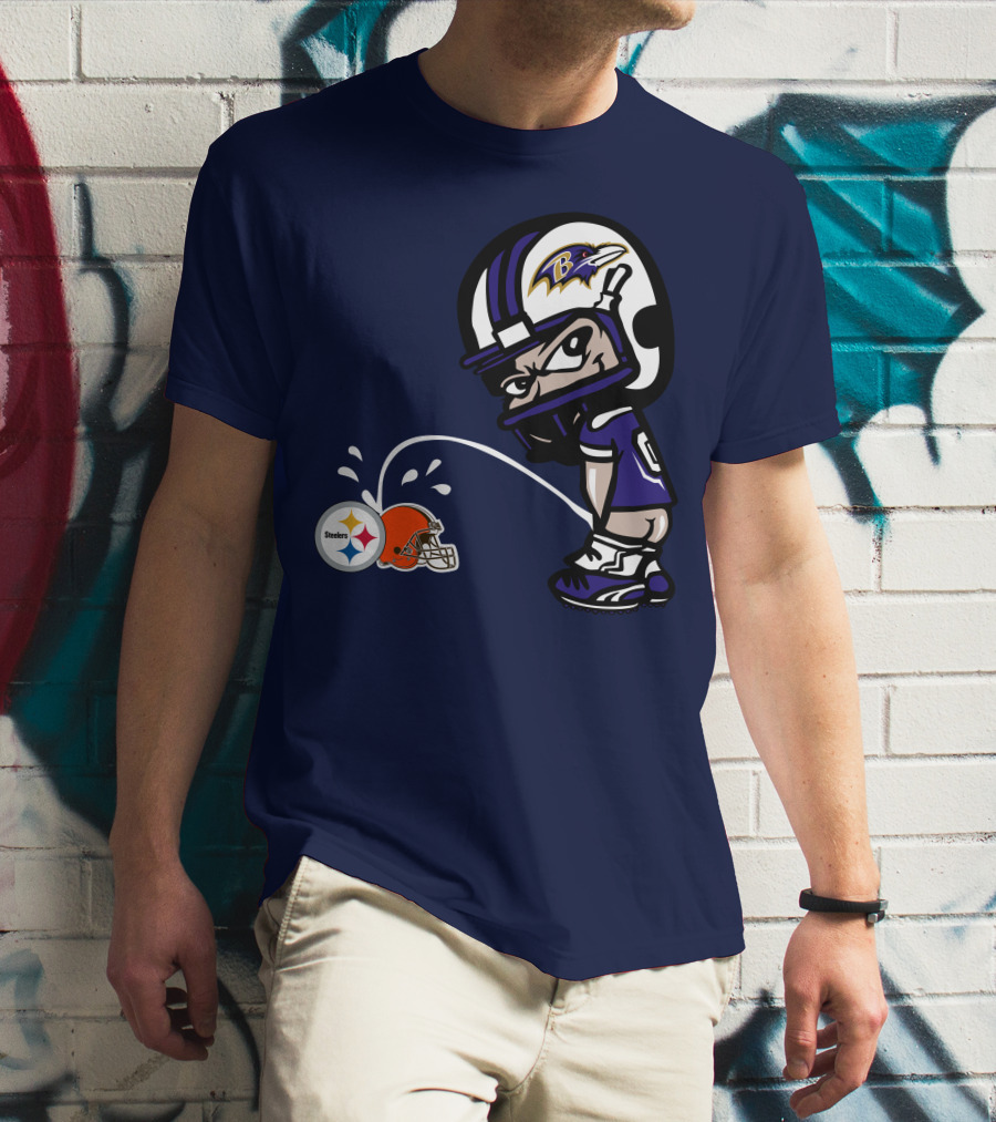 Baltimore Ravens Rivalry Mock Pittsburgh Steelers Cleveland Browns Helmets T-Shirt