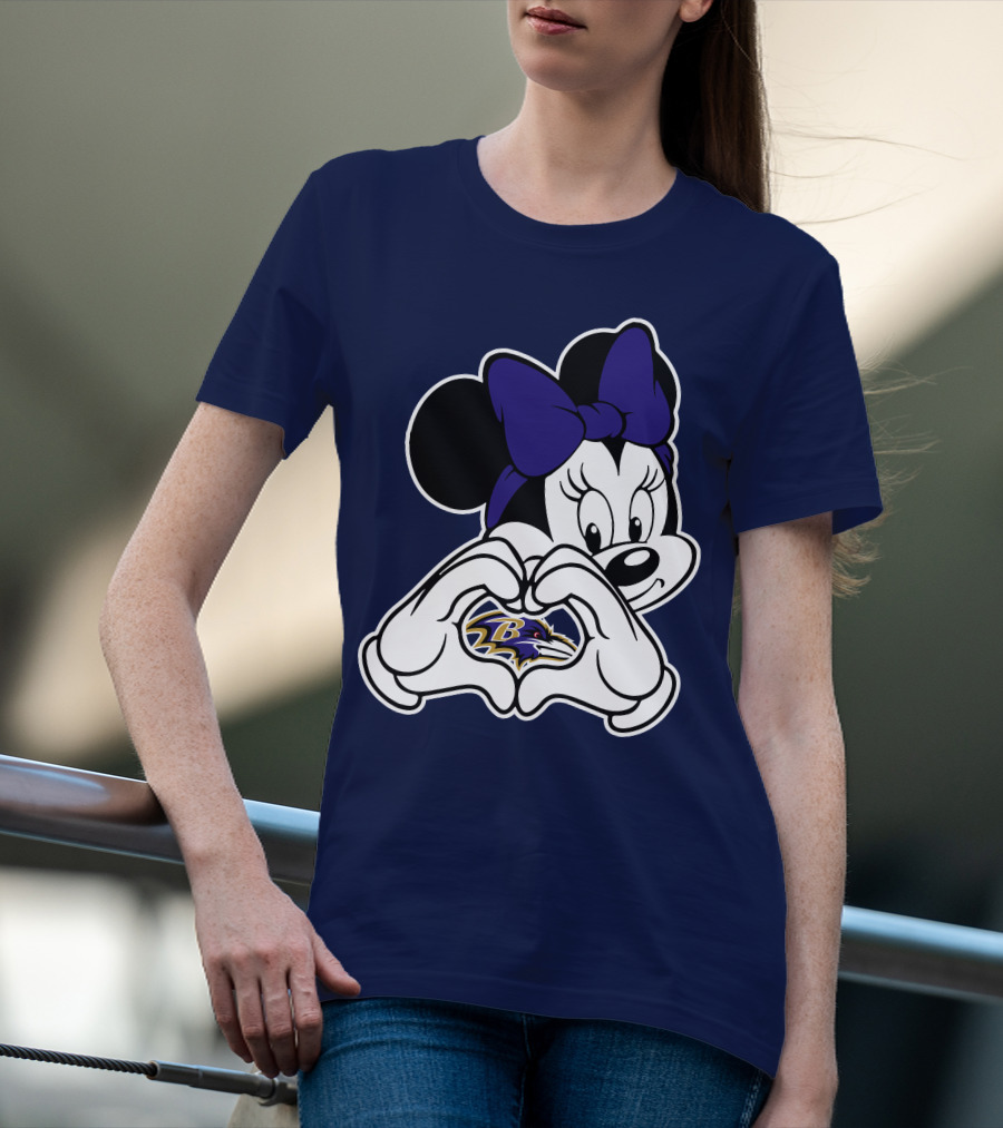 Baltimore Ravens Minnie Mouse Heart Hands T-Shirt