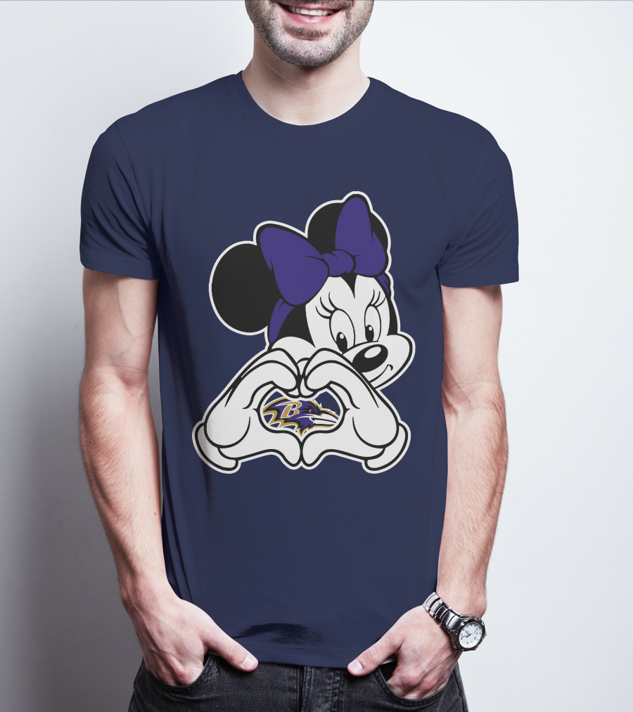 Baltimore Ravens Minnie Mouse Heart Hands T-Shirt