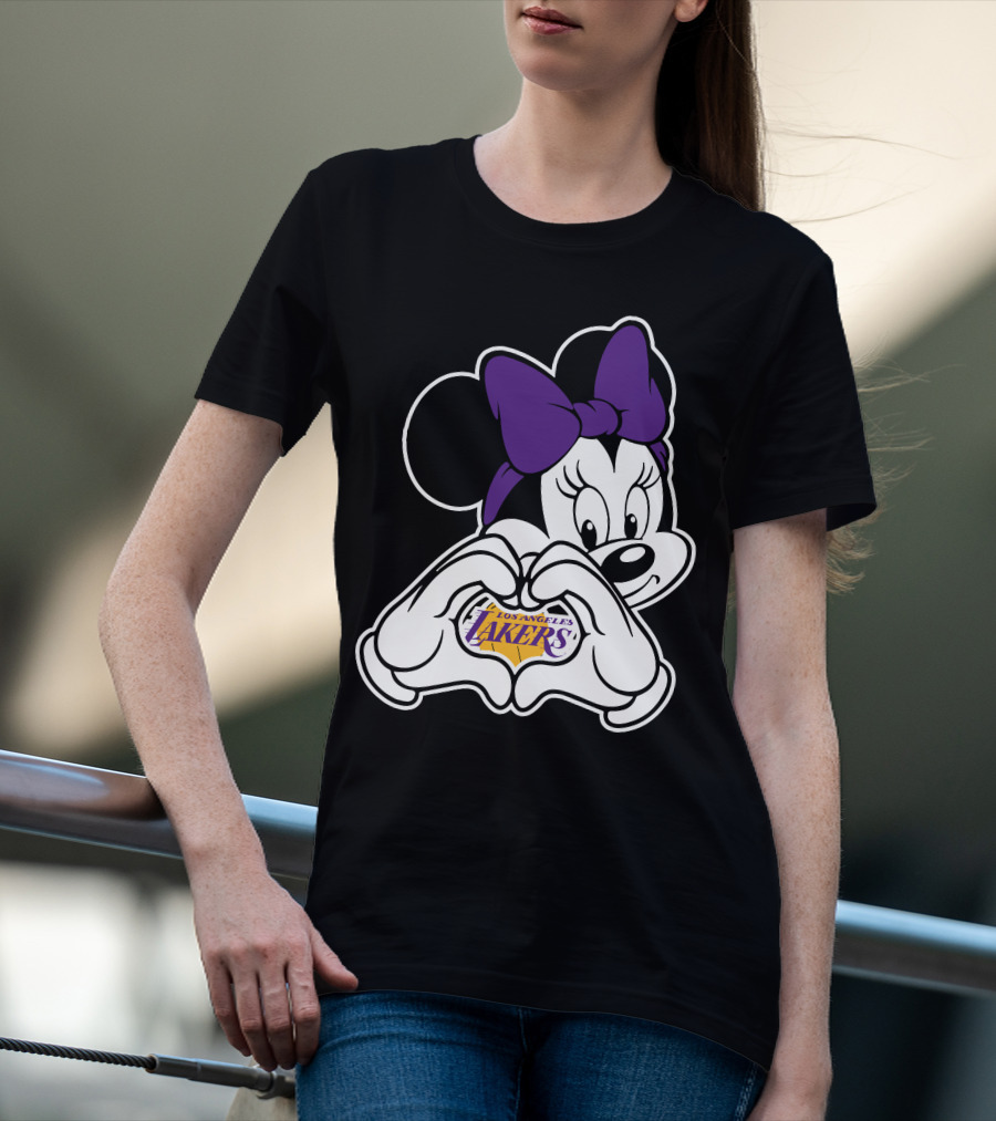 Los Angeles Lakers Minnie Mouse Heart Hands T-Shirt