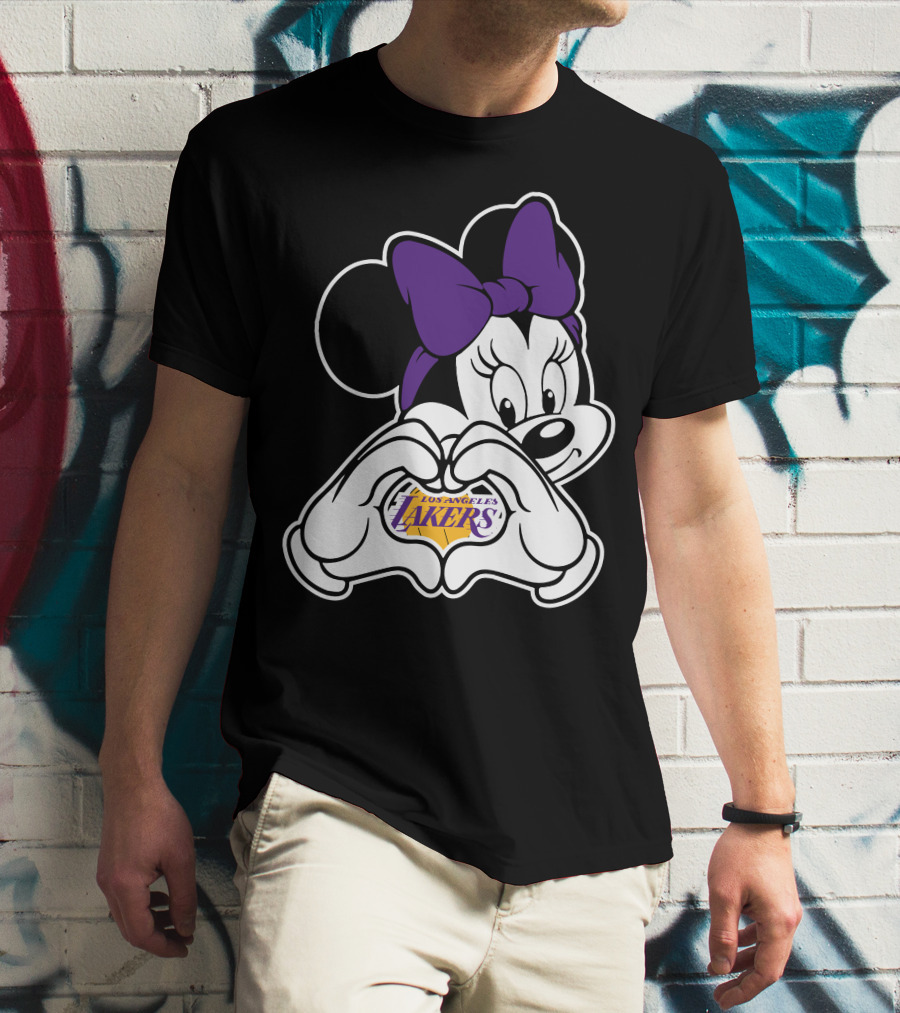 Los Angeles Lakers Minnie Mouse Heart Hands T-Shirt