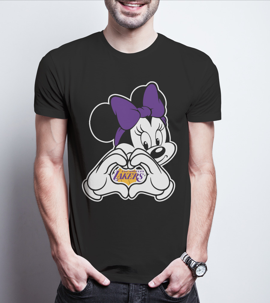 Los Angeles Lakers Minnie Mouse Heart Hands T-Shirt