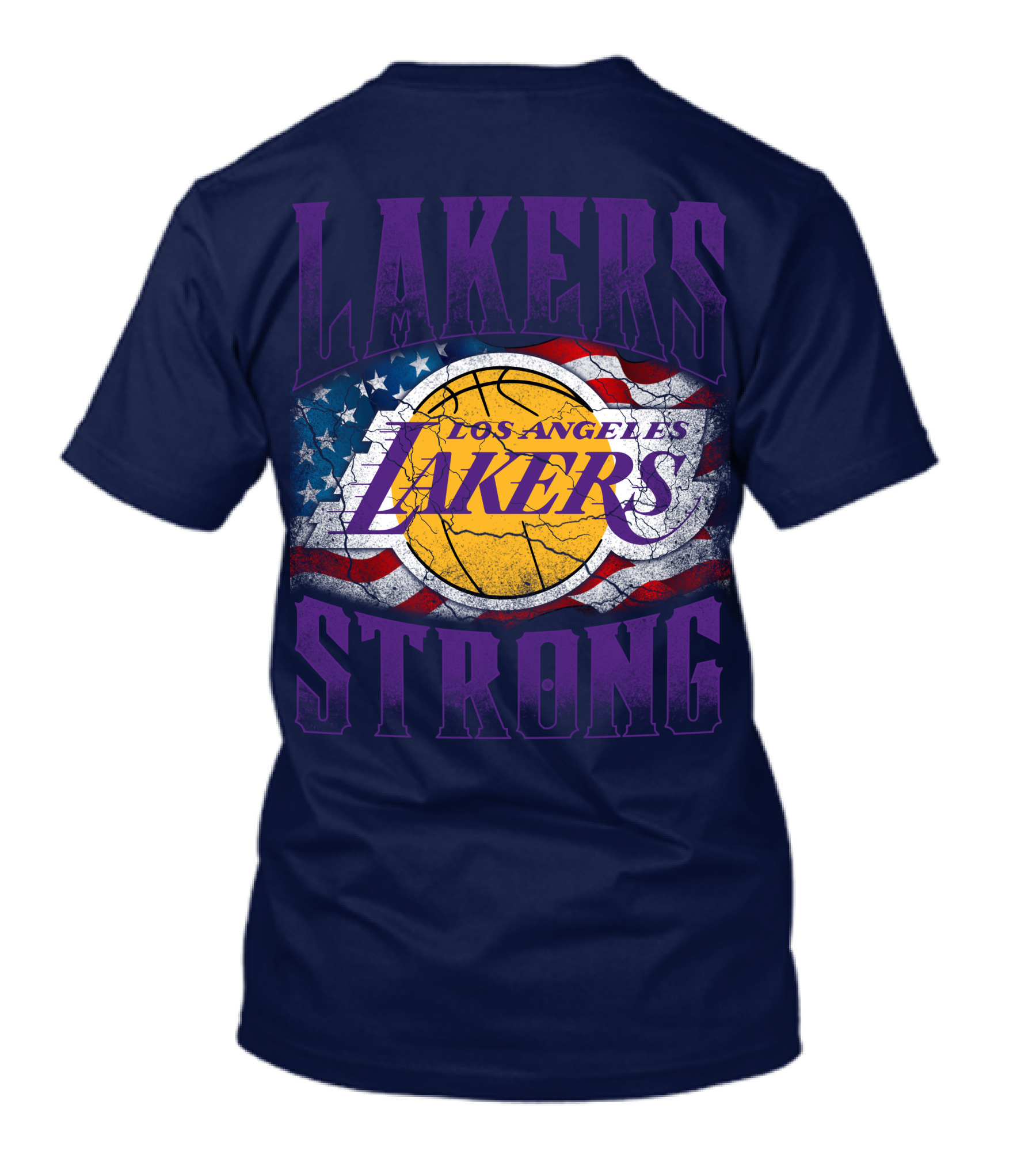 Los Angeles Lakers Strong American Flag Basketball T-Shirt