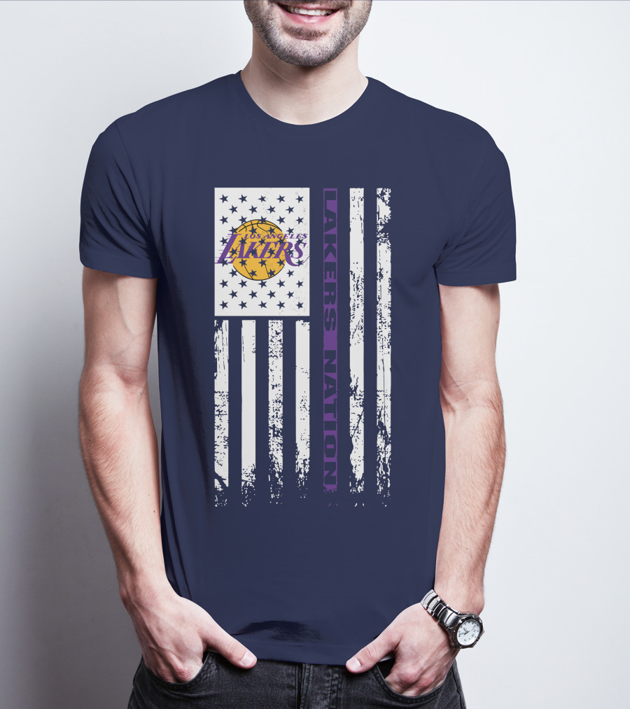 Los Angeles Lakers Nation Flag Stars Stripes T-Shirt