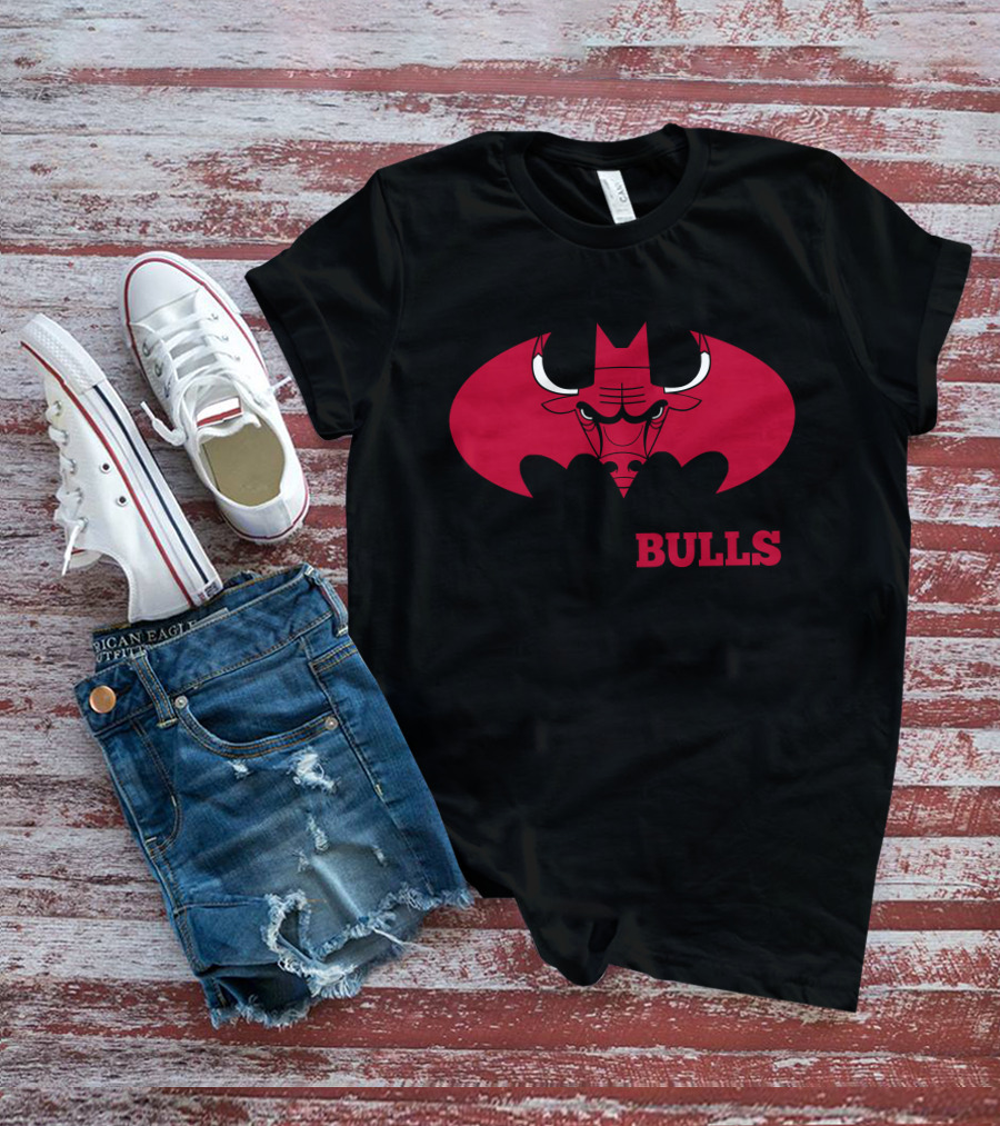 Chicago Bulls Red Batman Logo Mashup T-Shirt