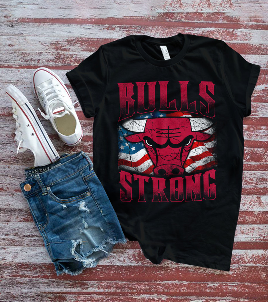 Bulls Strong American Flag Chicago Bulls T-Shirt