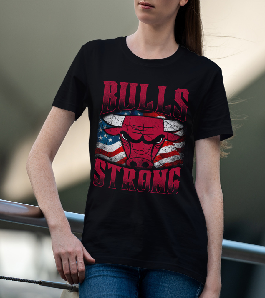 Bulls Strong American Flag Chicago Bulls T-Shirt