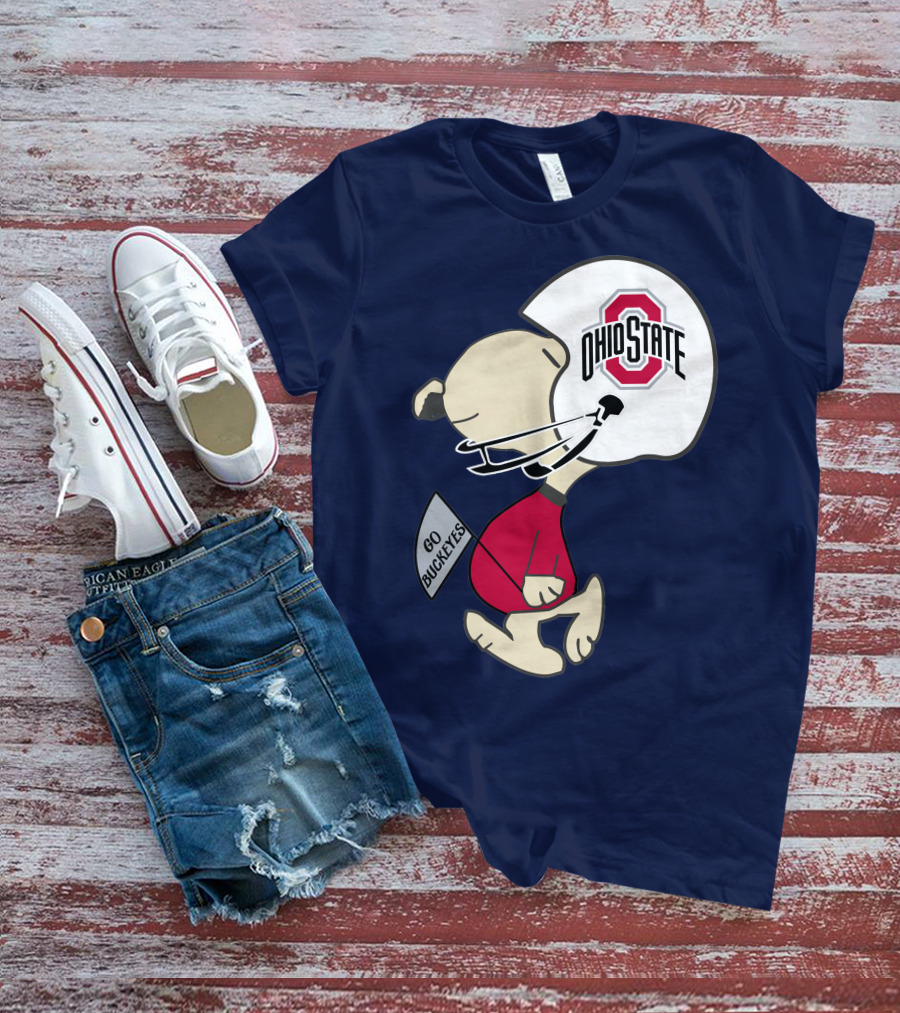 Go Buckeyes Ohio State Buckeyes Peanuts Character Football Helmet T-Shirt