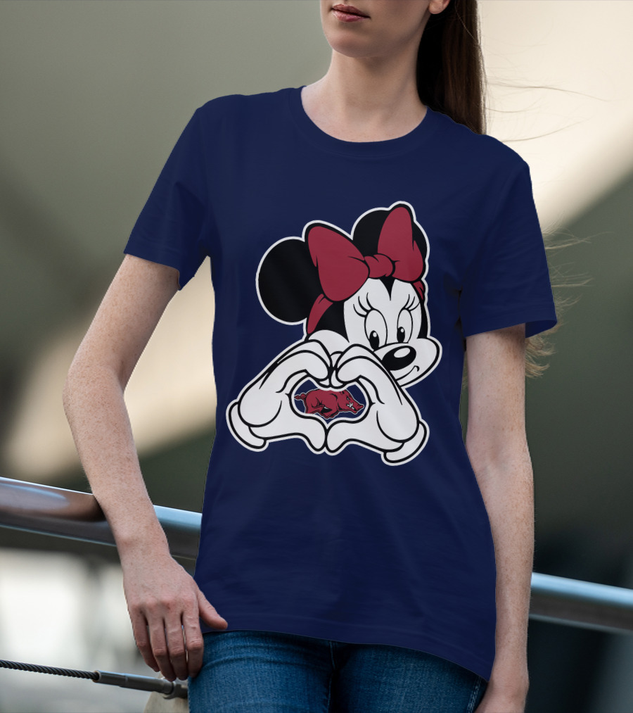 Arkansas Razorbacks Mickey Mouse Heart Hands T-Shirt