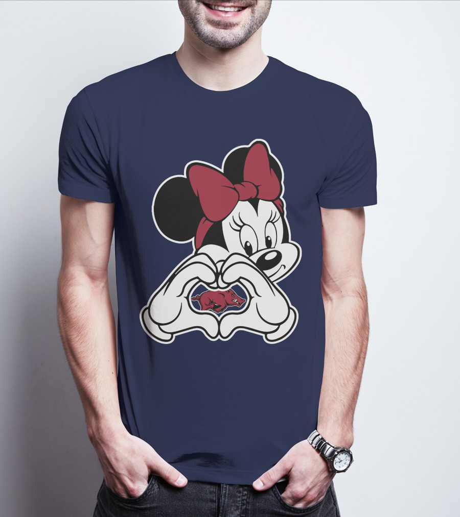 Arkansas Razorbacks Mickey Mouse Heart Hands T-Shirt