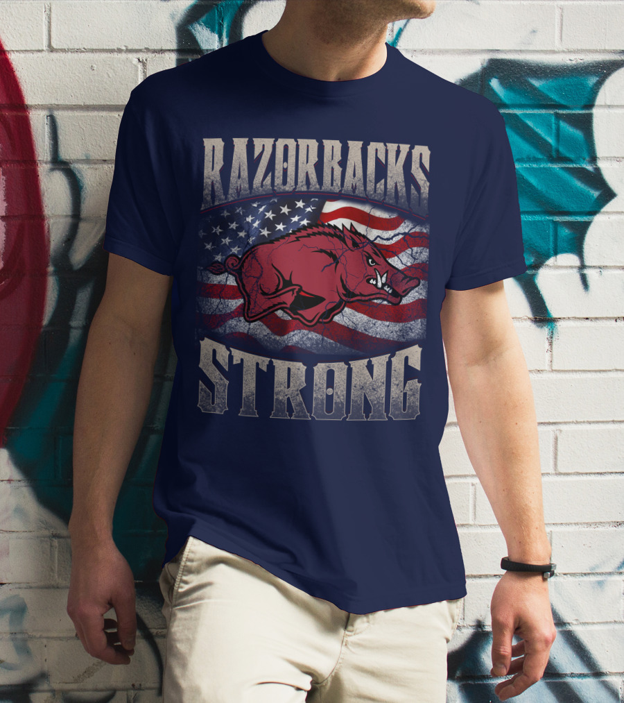 Razorbacks Strong American Flag T-Shirt