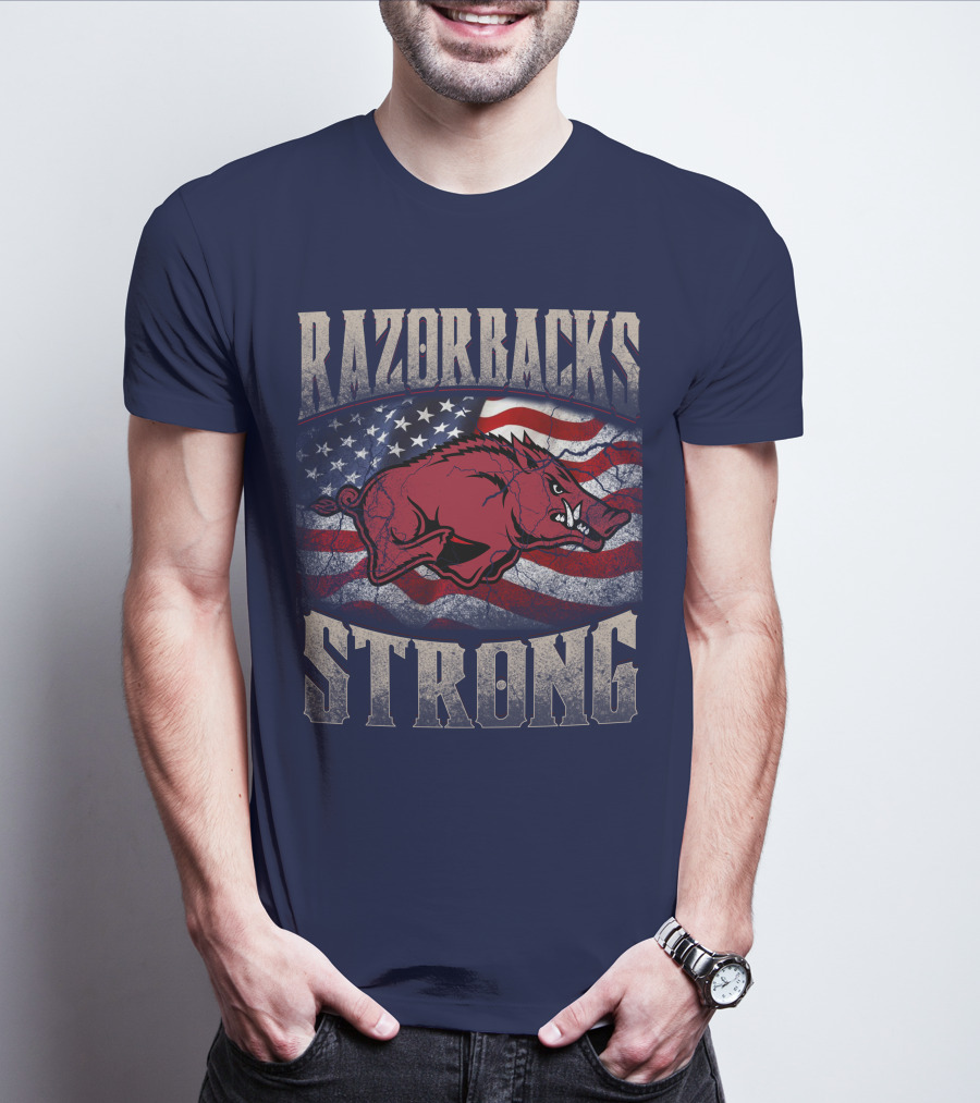 Razorbacks Strong American Flag T-Shirt