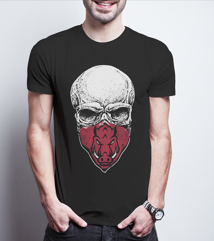 Arkansas Razorbacks Skull Logo Mask T-Shirt