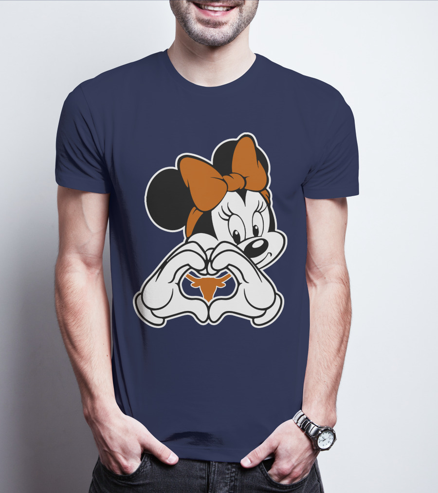 Texas Longhorns Minnie Mouse Heart Hands T-Shirt