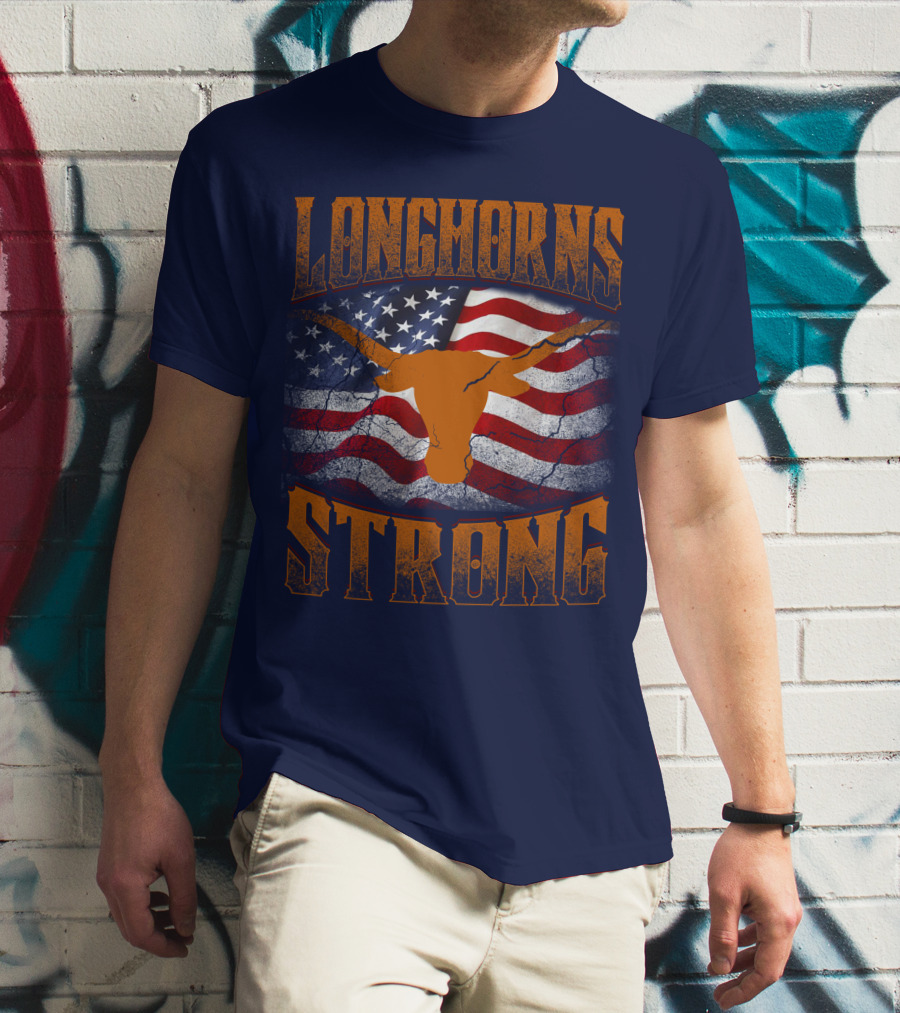 Longhorns Strong American Flag T-Shirt