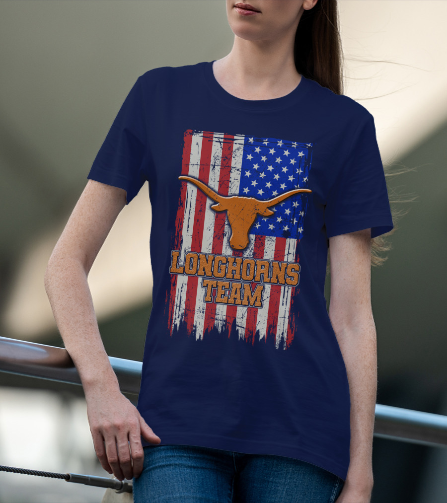 Longhorns Team American Flag T-Shirt