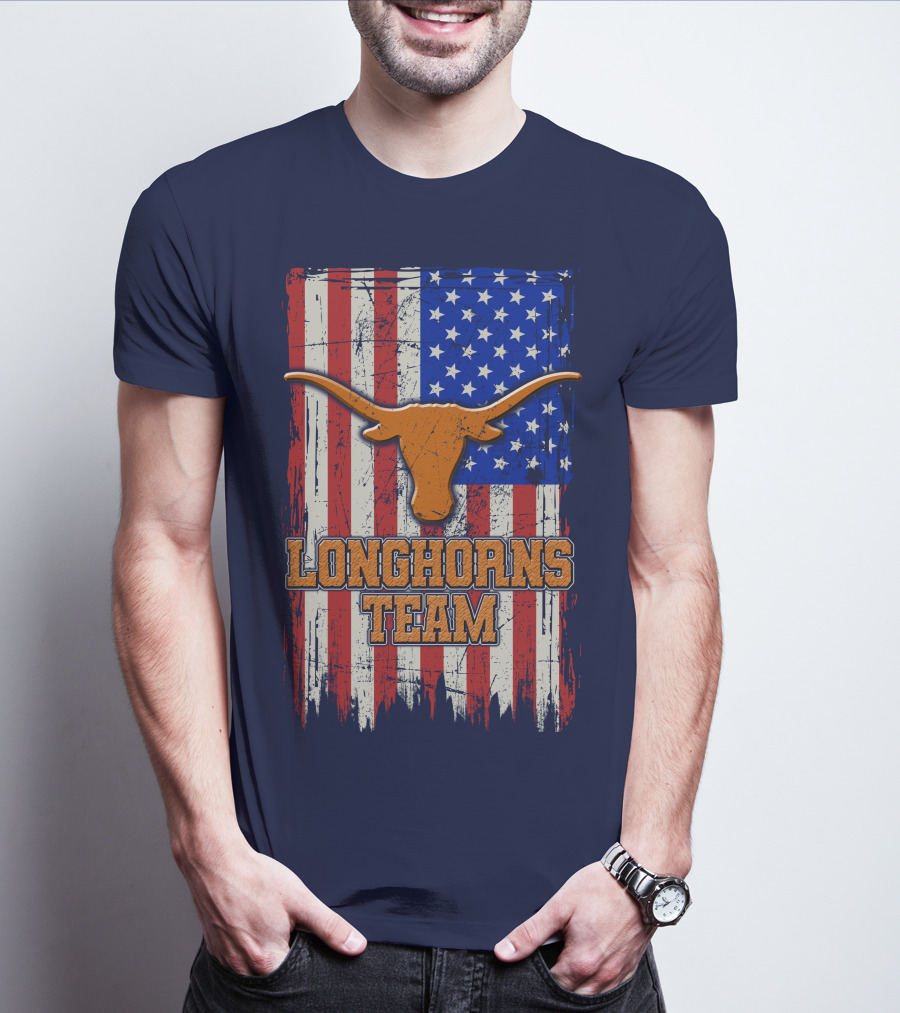 Longhorns Team American Flag T-Shirt