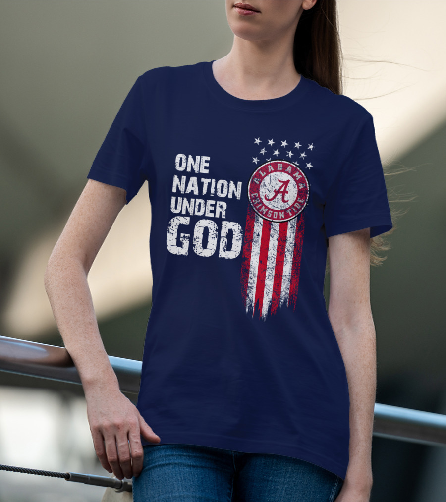 One Nation Under God Alabama Crimson Tide Stars And Stripes T-Shirt