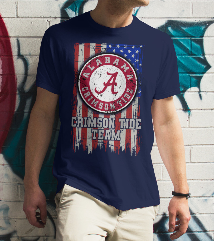 Alabama Crimson Tide Team Flag Usa T-Shirt
