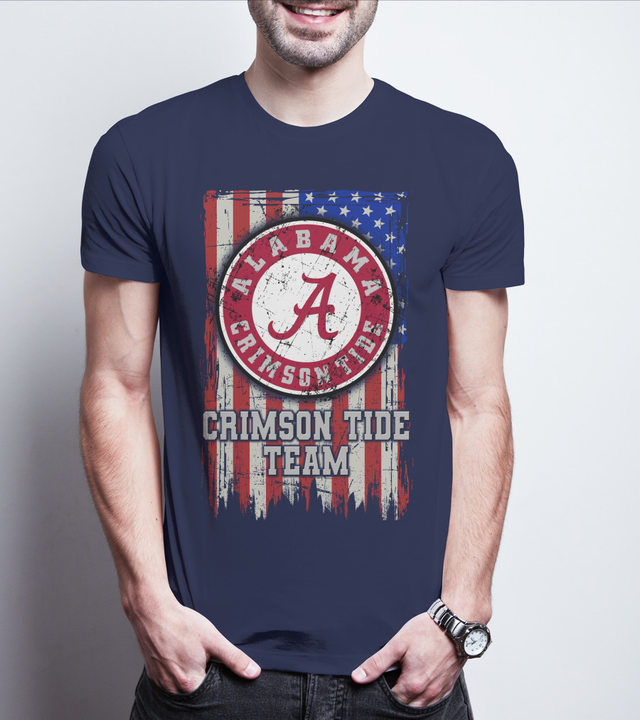Alabama Crimson Tide Team Flag Usa T-Shirt