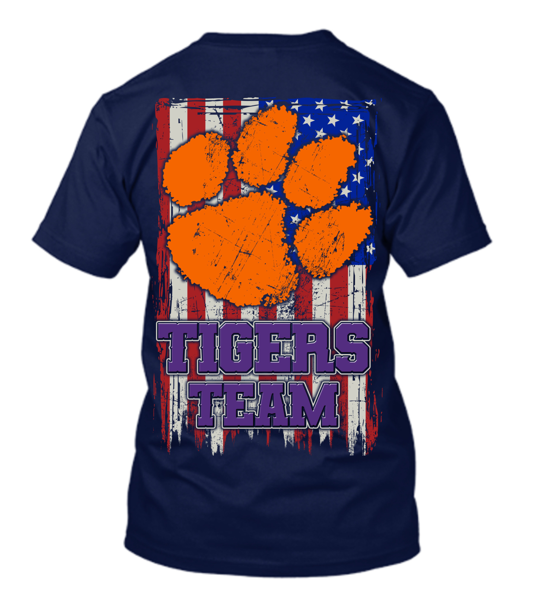 Clemson Tigers Team American Flag Paw Print T-Shirt