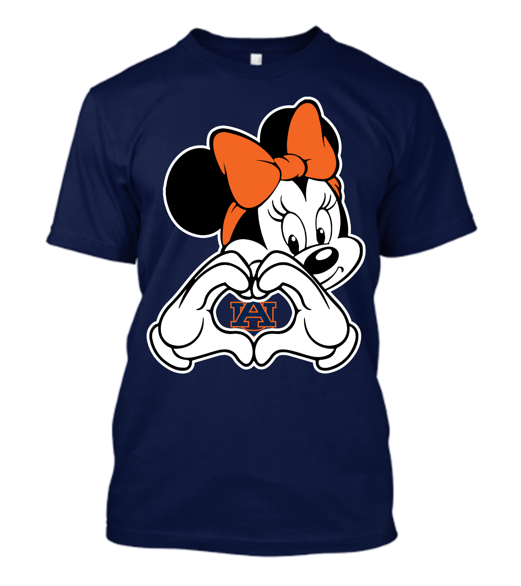 Minnie Mouse Auburn Tigers Au Logo Heart Hands T-Shirt