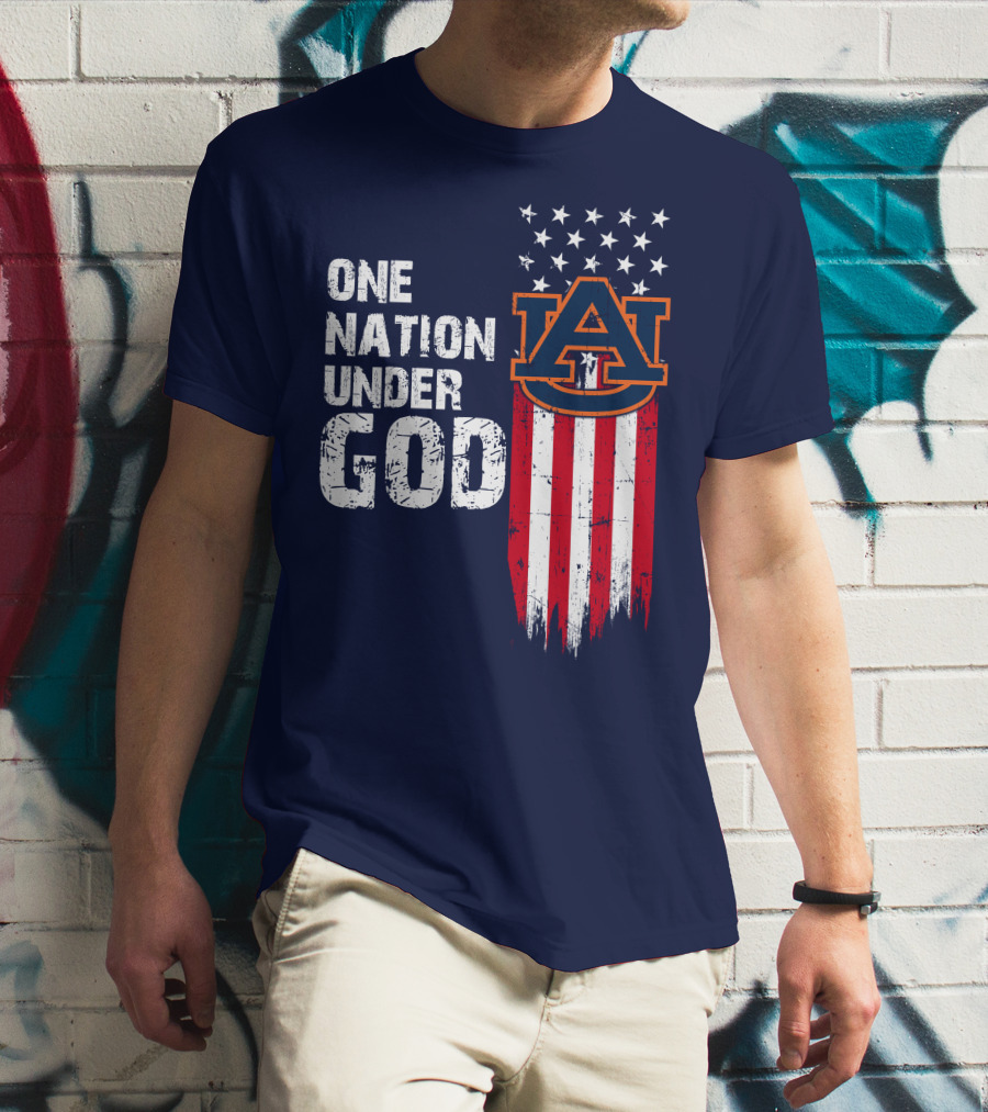 One Nation Under God Auburn Tigers Logo Stars And Stripes T-Shirt