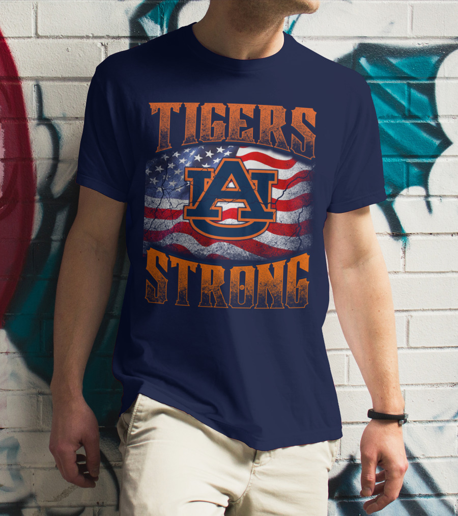 Auburn Tigers Strong American Flag T-Shirt