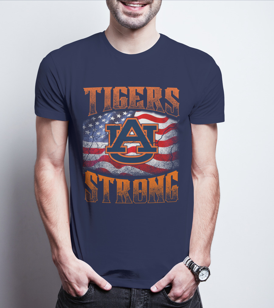 Auburn Tigers Strong American Flag T-Shirt