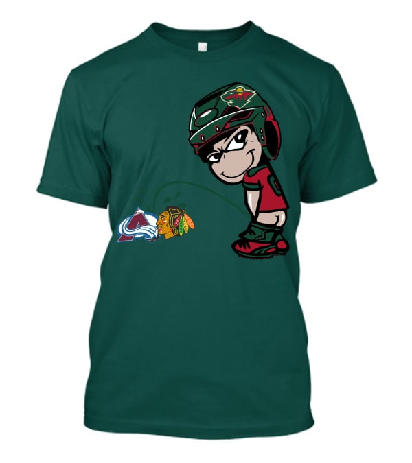 Minnesota Wild Character Mocking Colorado Avalanche And Chicago Blackhawks T-Shirt