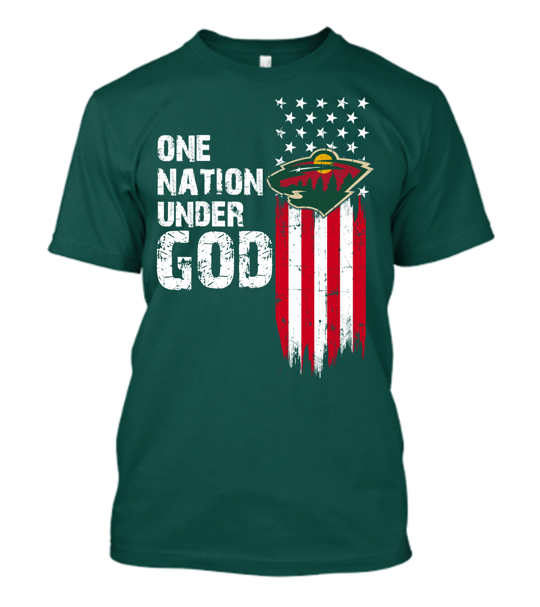 One Nation Under God Minnesota Wild Logo American Flag Stars And Stripes T-Shirt