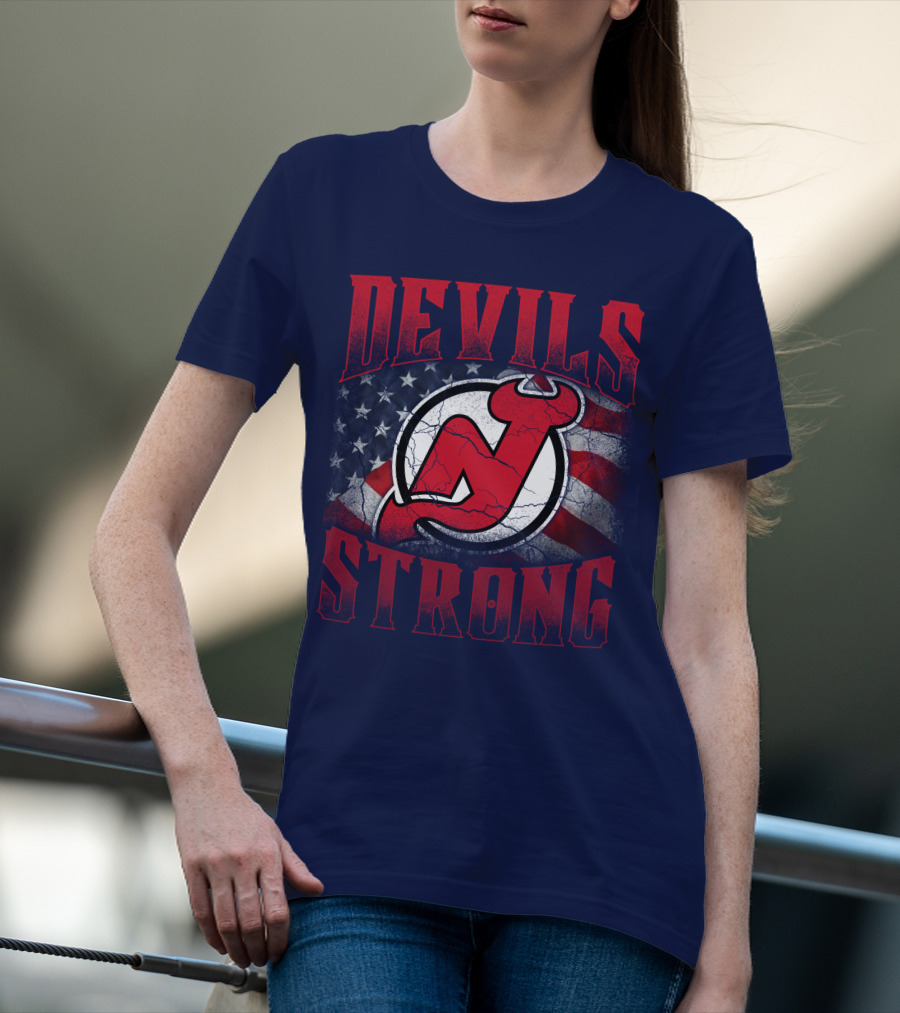 New Jersey Devils Strong Usa Flag T-Shirt