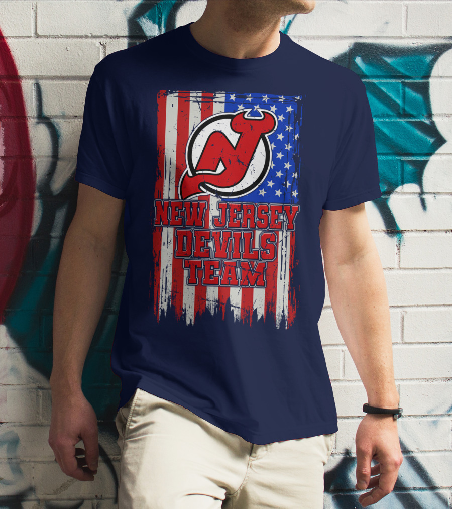 New Jersey Devils Team American Flag T-Shirt