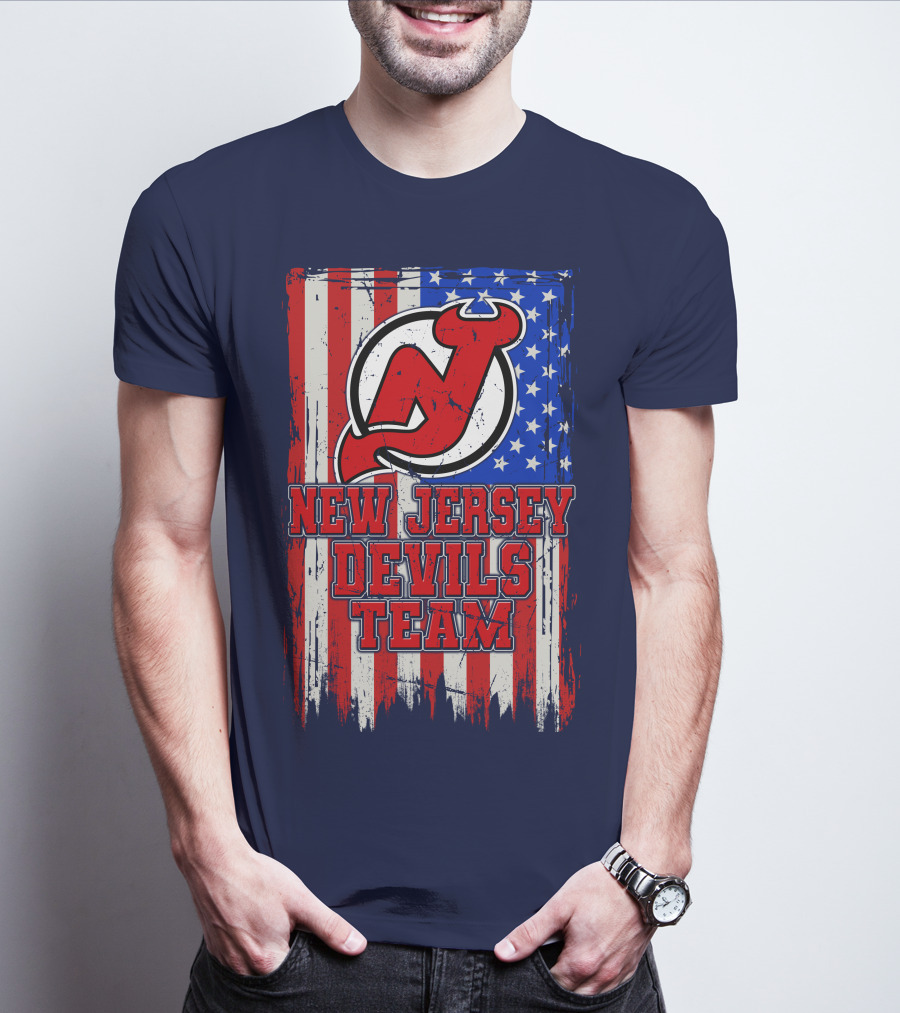 New Jersey Devils Team American Flag T-Shirt