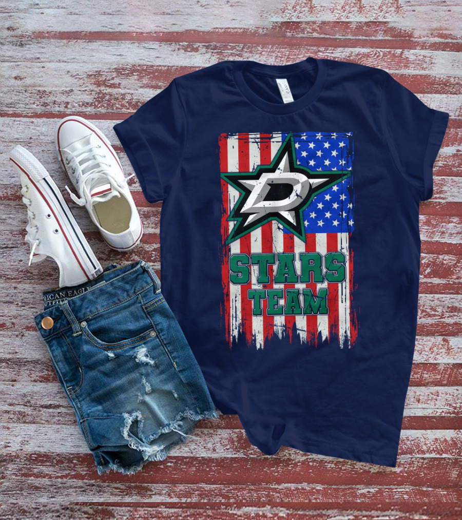 Stars Team Dallas American Flag T-Shirt