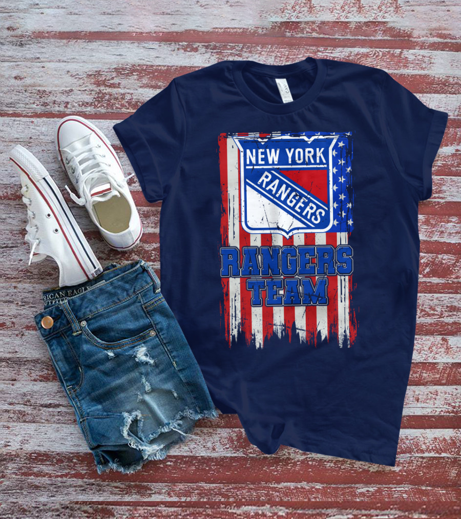 New York Rangers Team American Flag Style T-Shirt