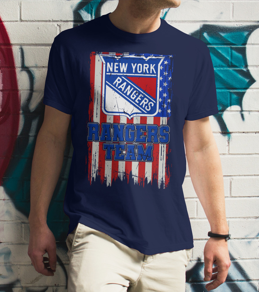 New York Rangers Team American Flag Style T-Shirt