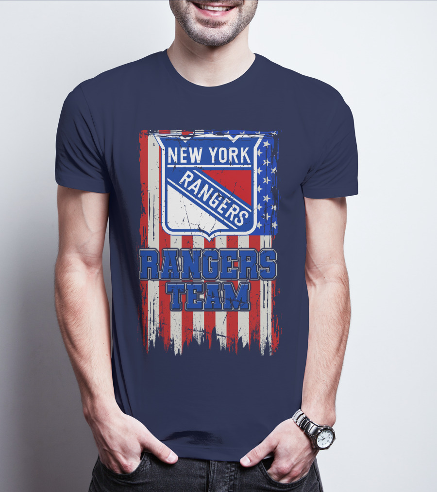 New York Rangers Team American Flag Style T-Shirt
