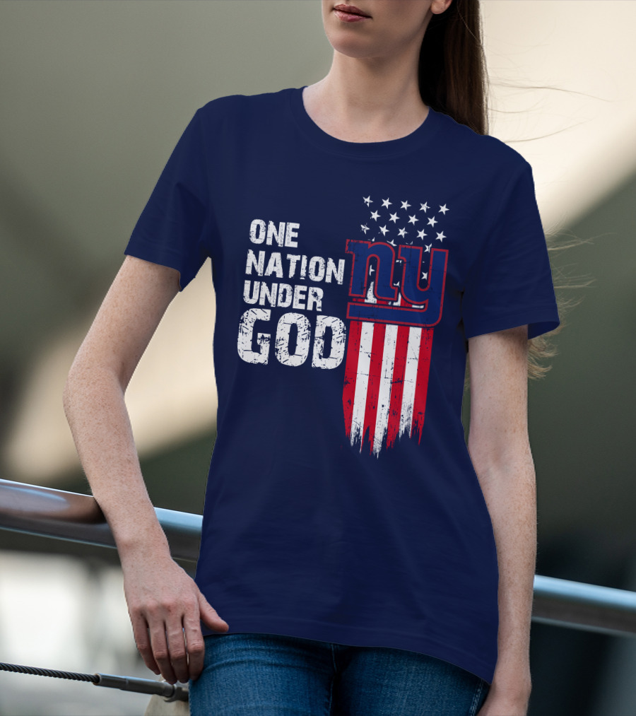 One Nation Under God Ny American Flag Design New York Giants T-Shirt