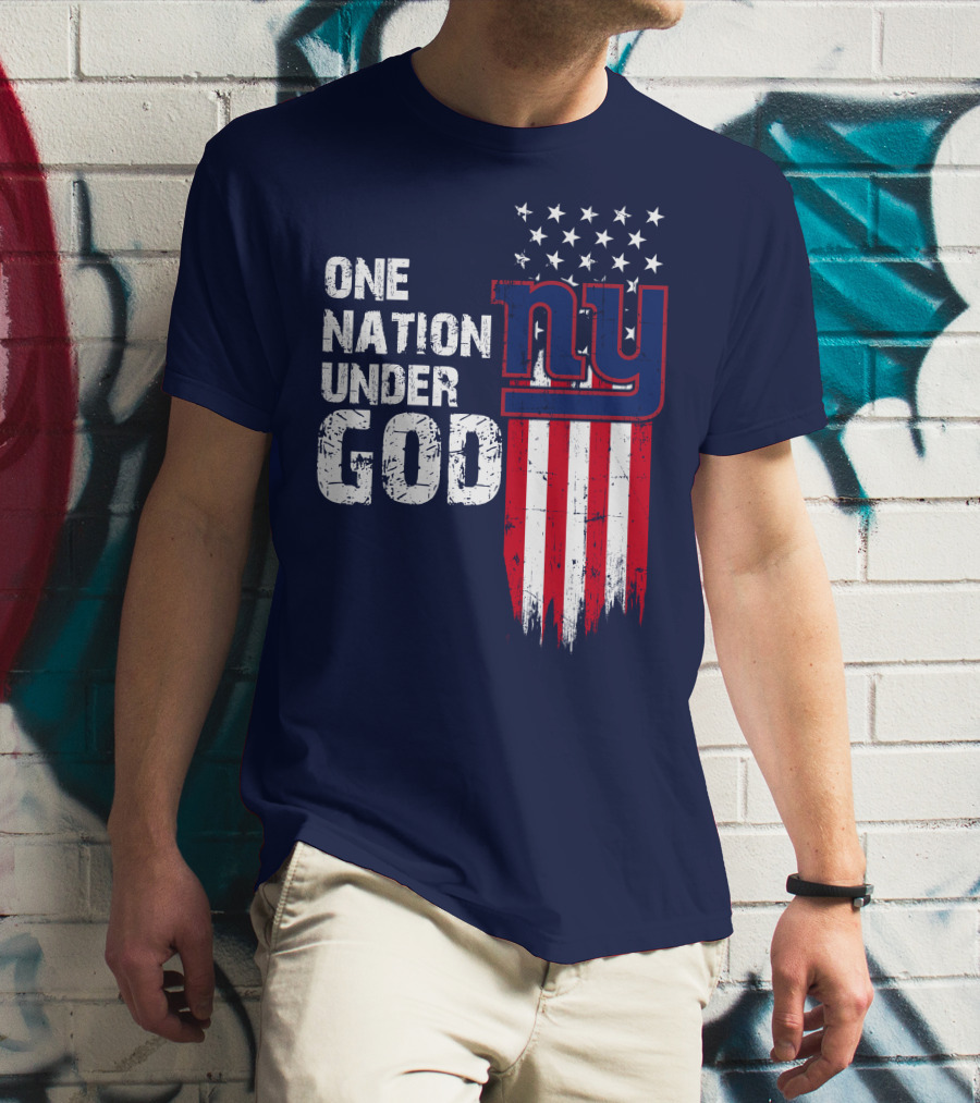 One Nation Under God Ny American Flag Design New York Giants T-Shirt