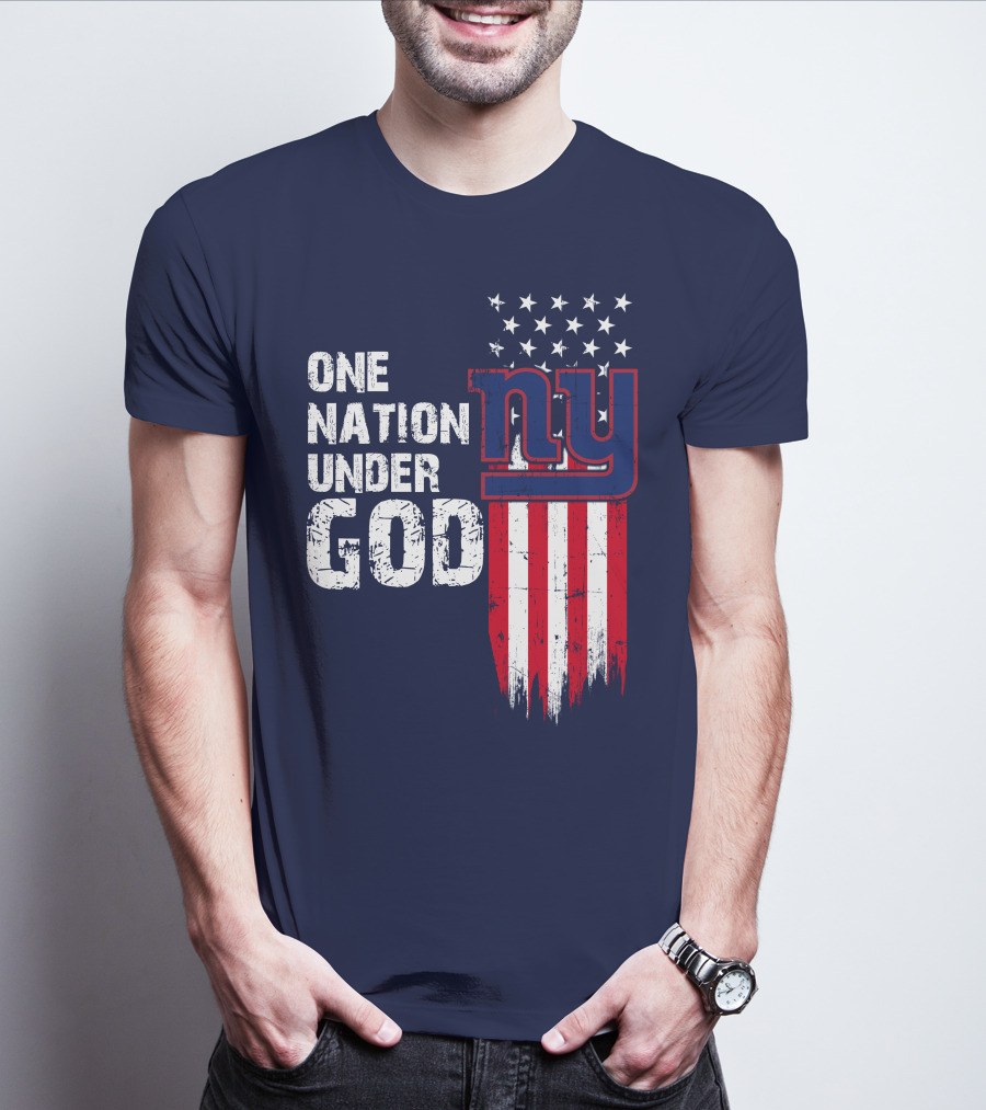One Nation Under God Ny American Flag Design New York Giants T-Shirt