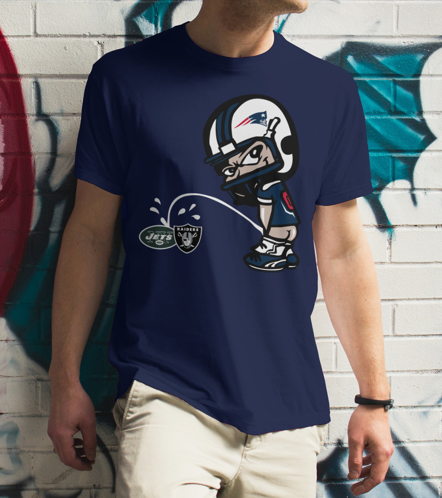 New England Patriots Jets Raiders Rivalry Cartoon T-Shirt