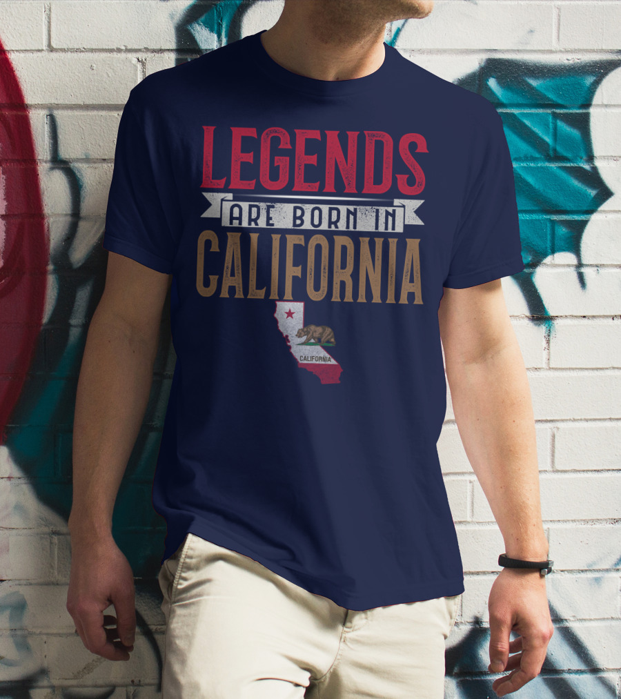 Legends Are Born In California State Flag Bear T-Shirt