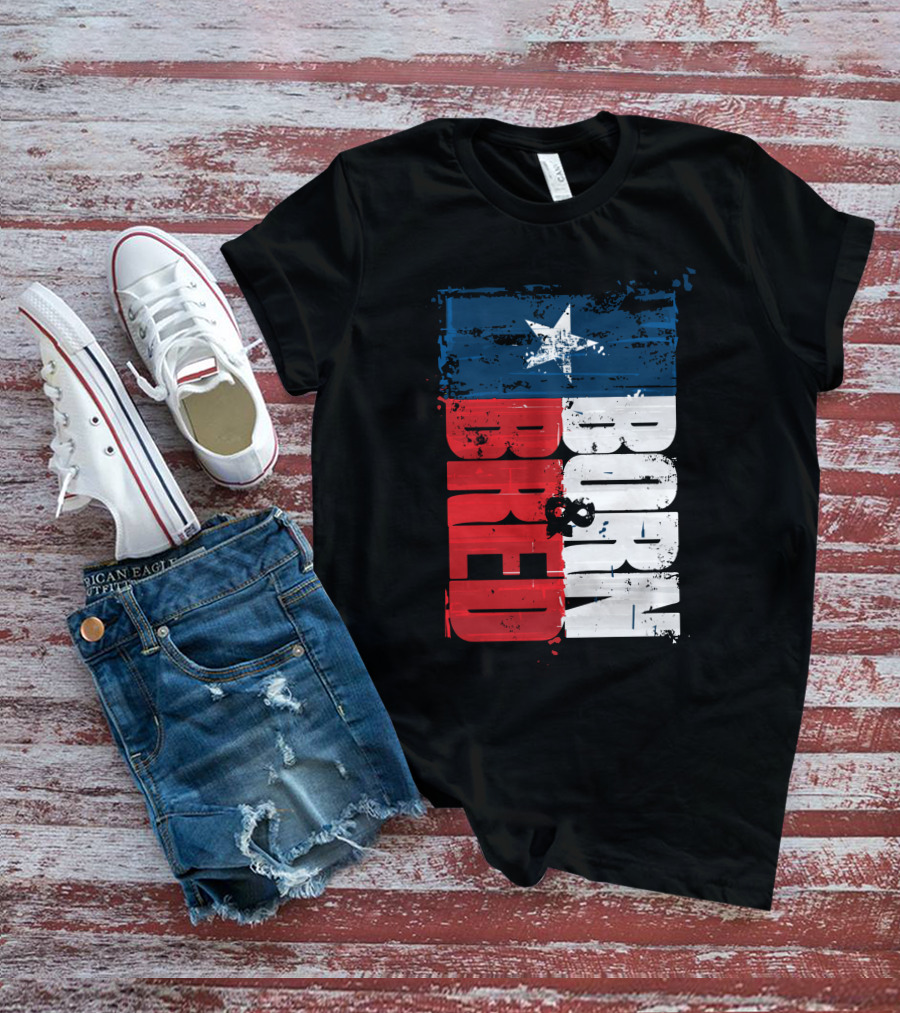 Born & Bred Texas Flag Star Grunge Style T-Shirt