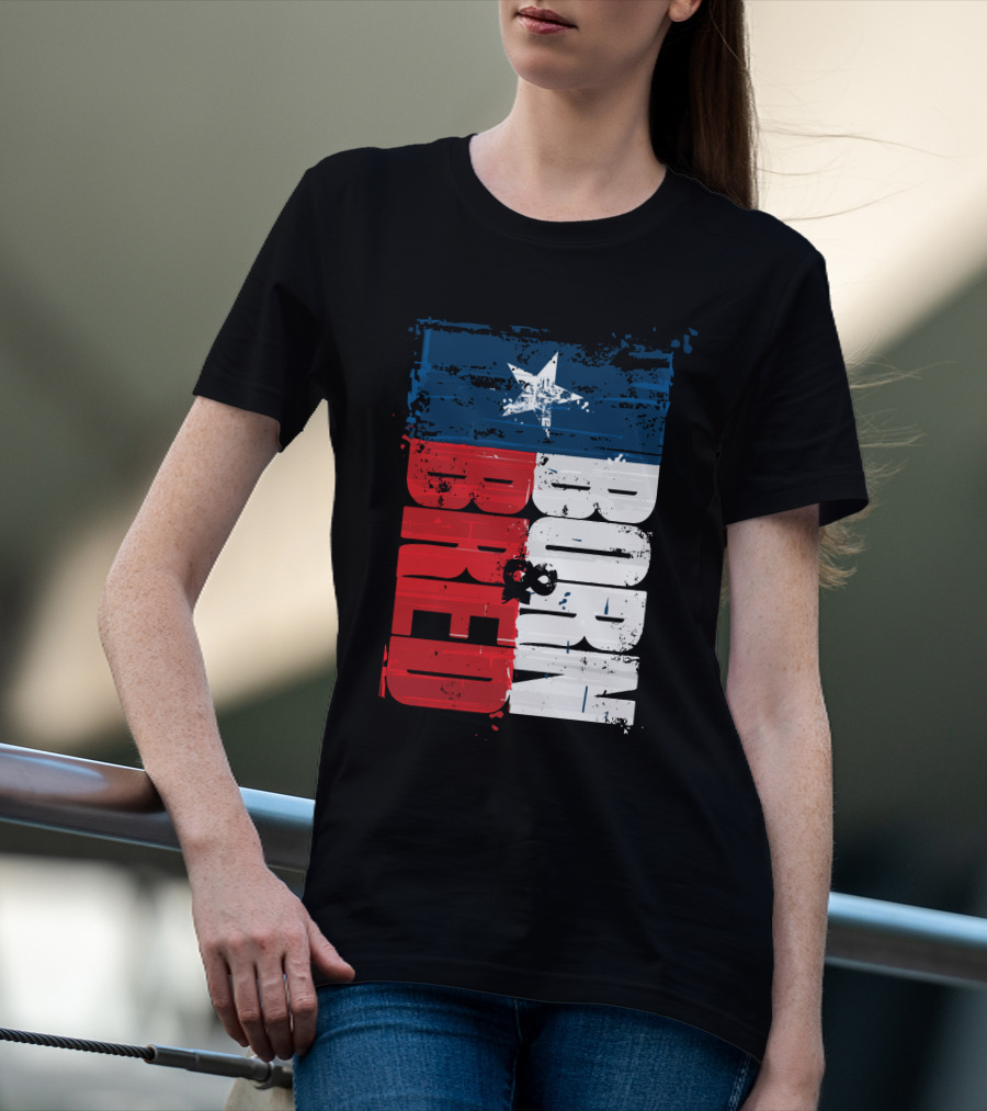 Born & Bred Texas Flag Star Grunge Style T-Shirt