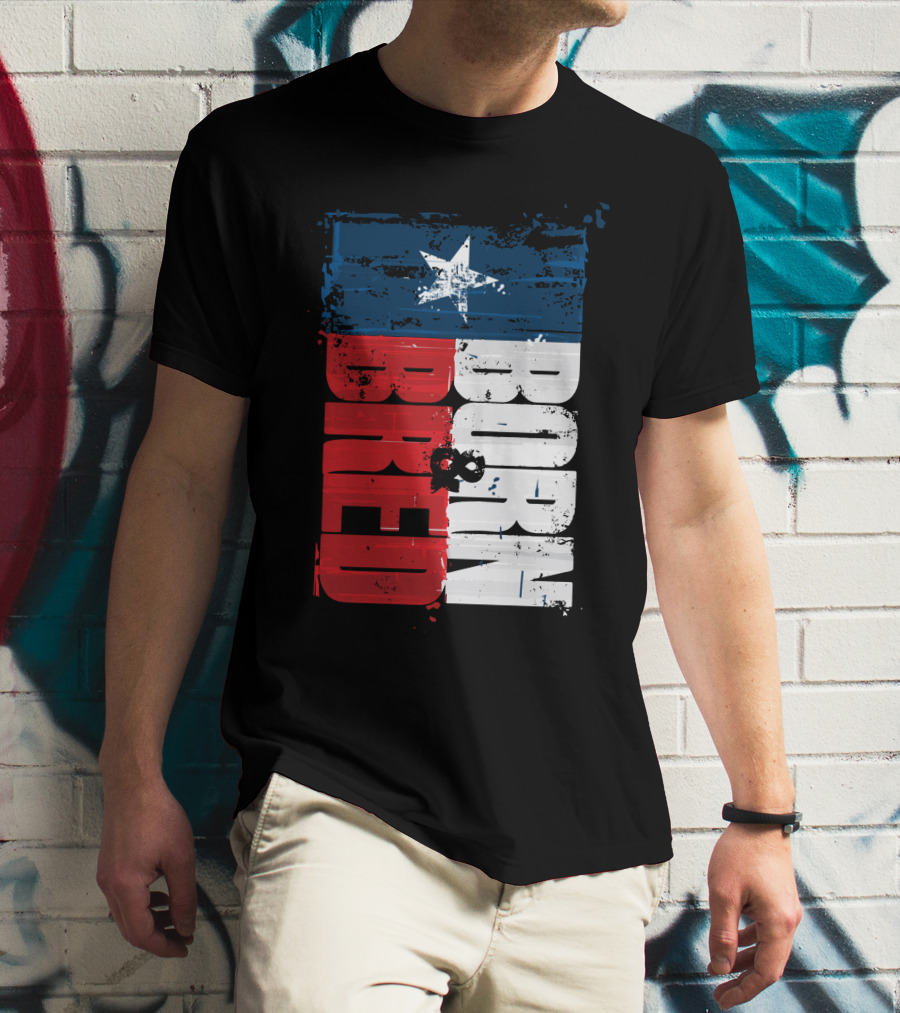 Born & Bred Texas Flag Star Grunge Style T-Shirt