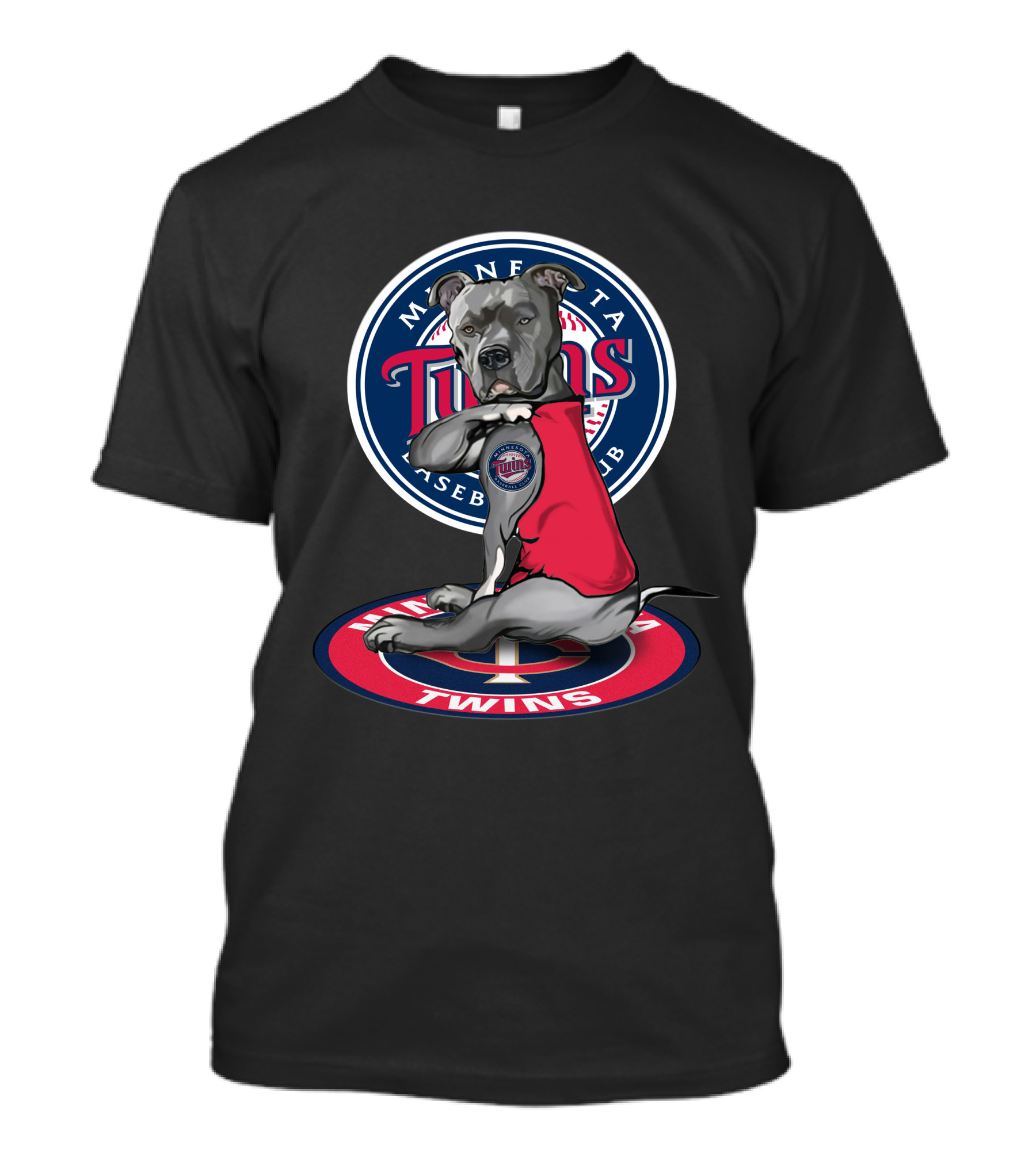 Minnesota Twins Baseball Club Dog With Logo And Red T-Shirt