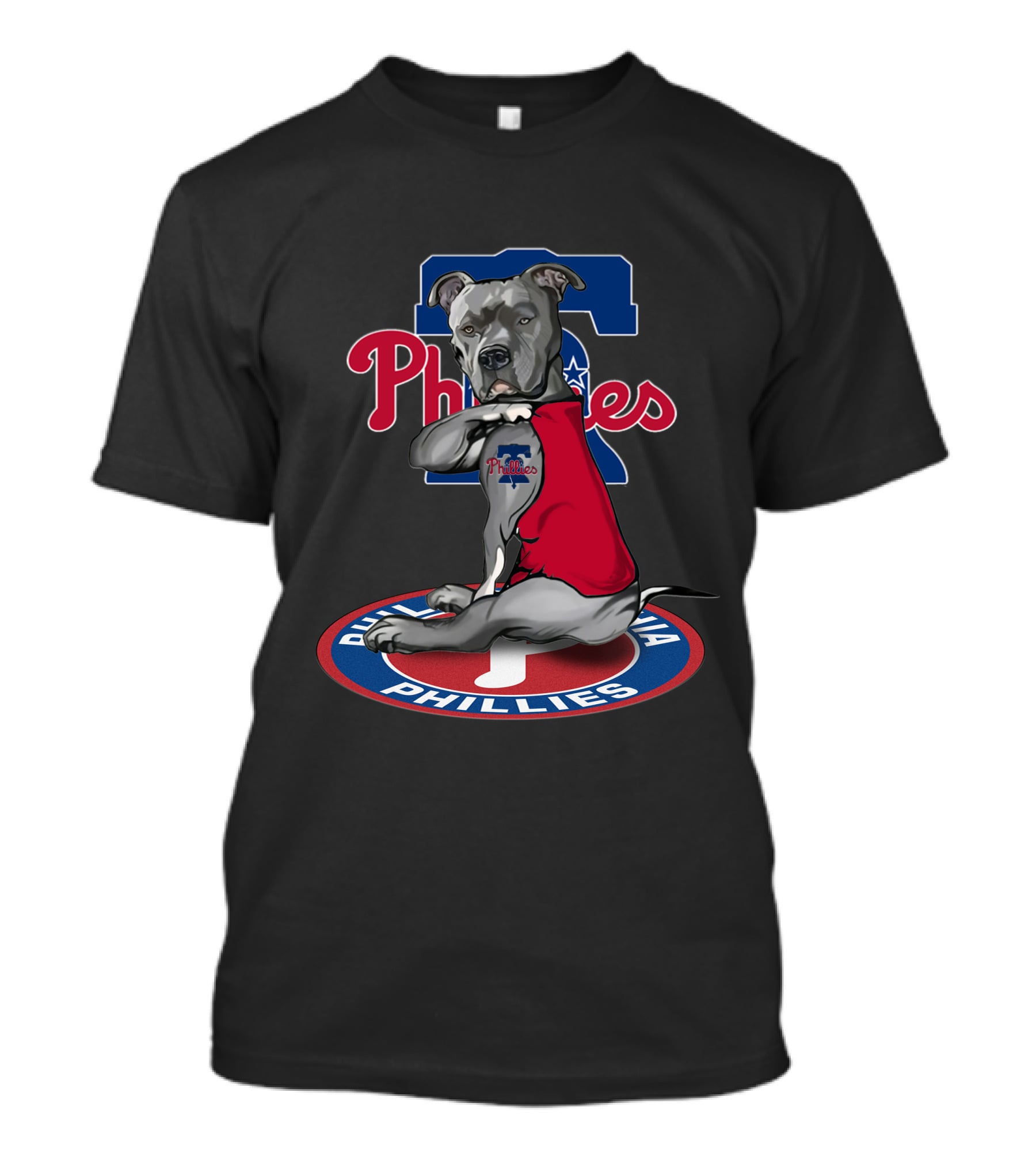 Philadelphia Phillies Dog In Red Shirt Sitting On T-Shirt