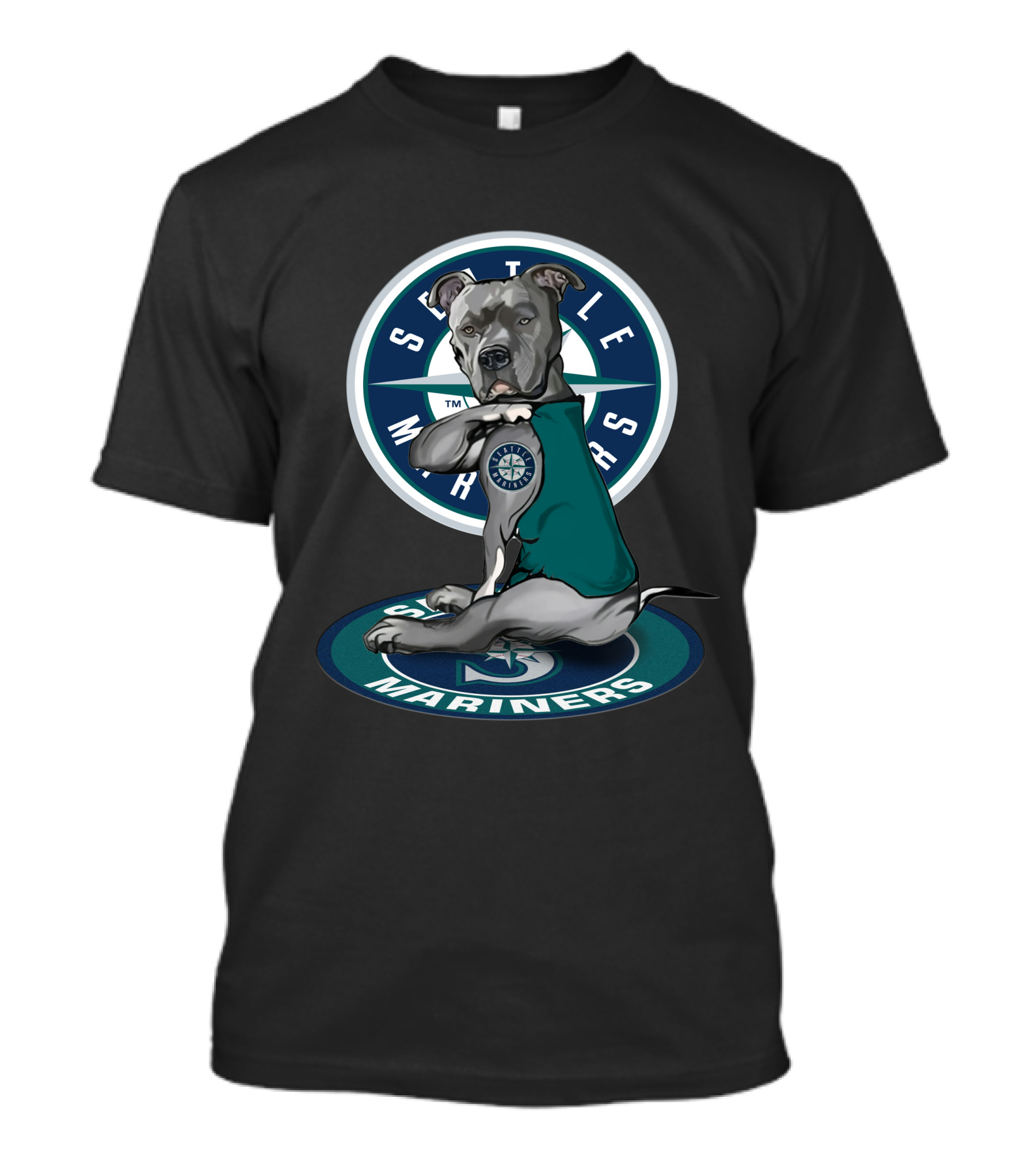 Seattle Mariners Pit Bull Mascot With Team T-Shirt