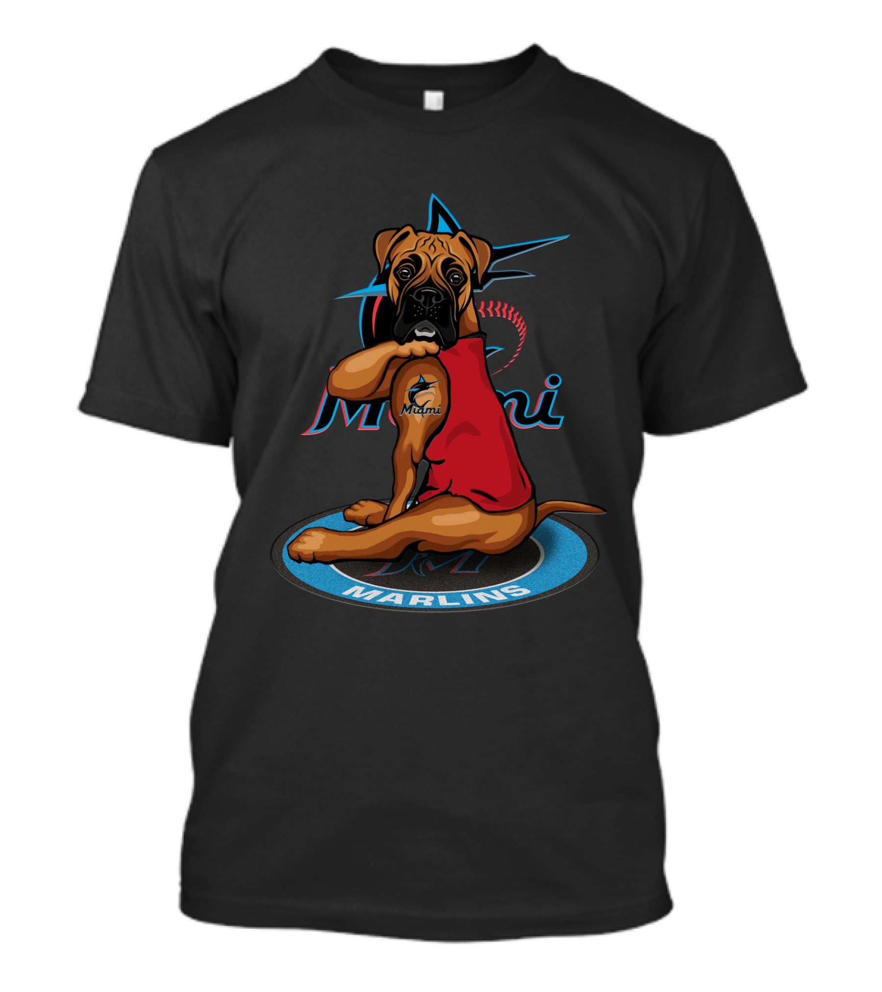 Miami Marlins Dog With Marlins Logo On A Star T-Shirt